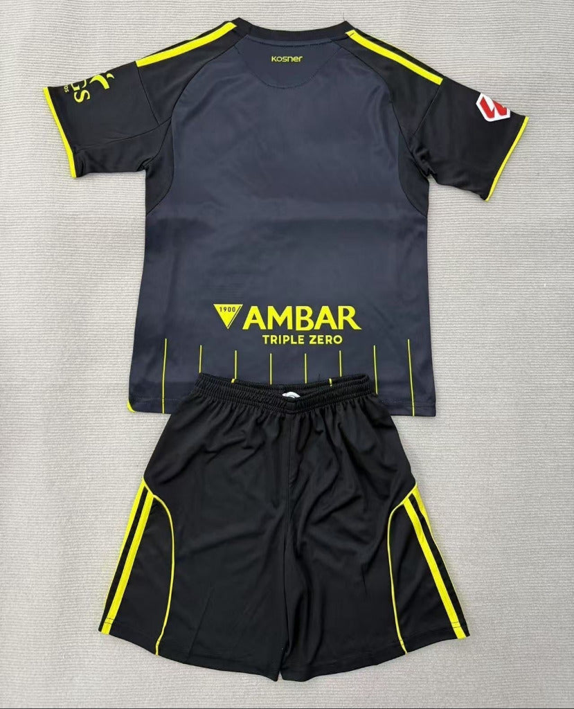 Real Zaragoza 25/26 Black/Yellow Away Kids Jersey Set
