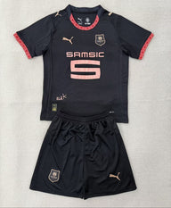 Rennais 25/26 Black/Red Third Kids Jersey Set