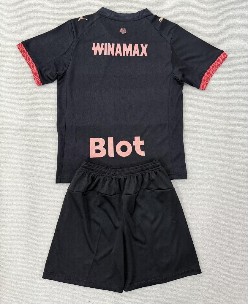 Rennais 25/26 Black/Red Third Kids Jersey Set