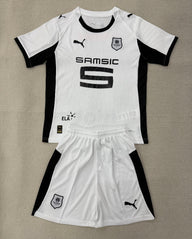Rennes 25/26 White/Black Away Kids Jersey Set