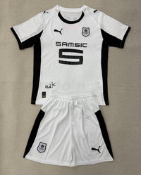Rennes 25/26 White/Black Away Kids Jersey Set