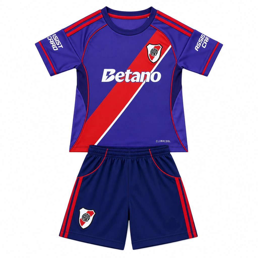 Rever Plate 26-27 Purple/Red/Black 4rd Kids Jersey Set
