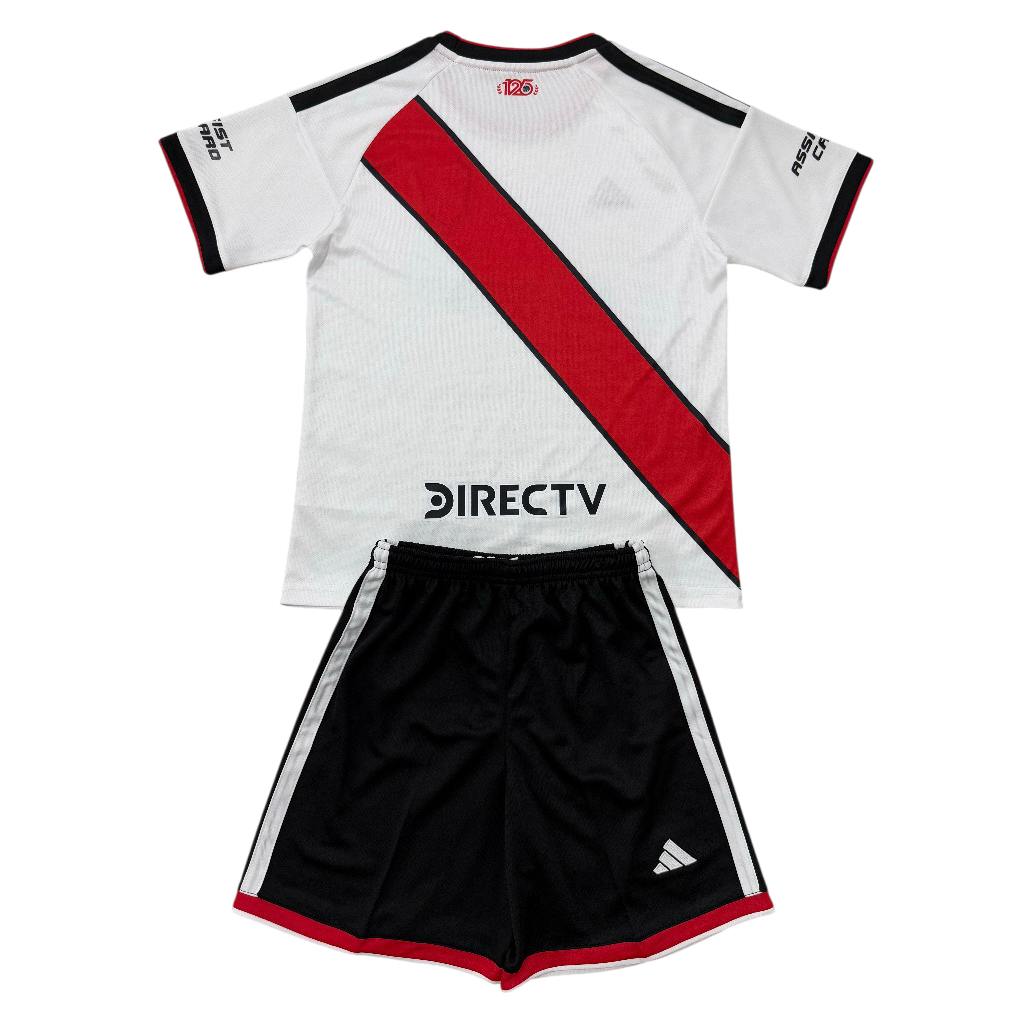 River Plate 26/27 White/Red/Black Home Kids Jersey Set