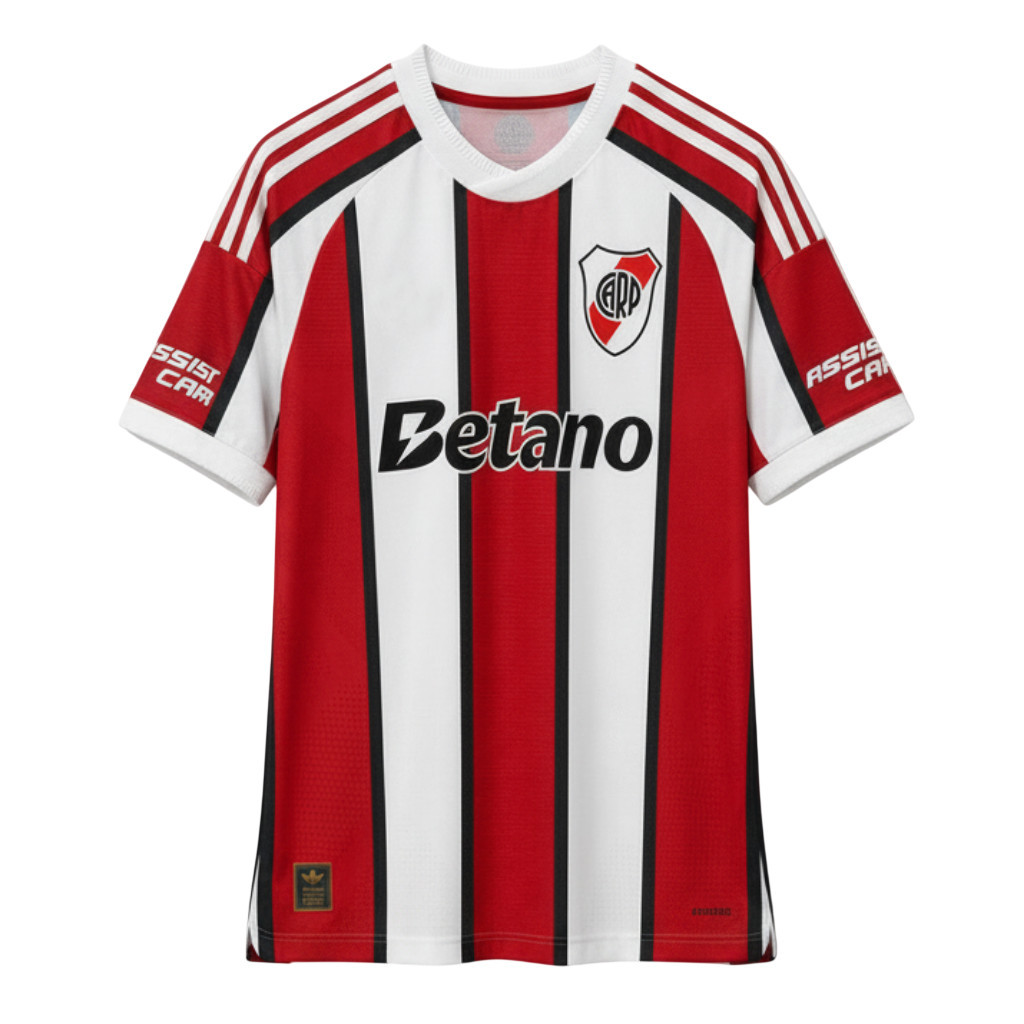 River Plate 26/27 Red/White/Black Vertical Stripes Away Jersey