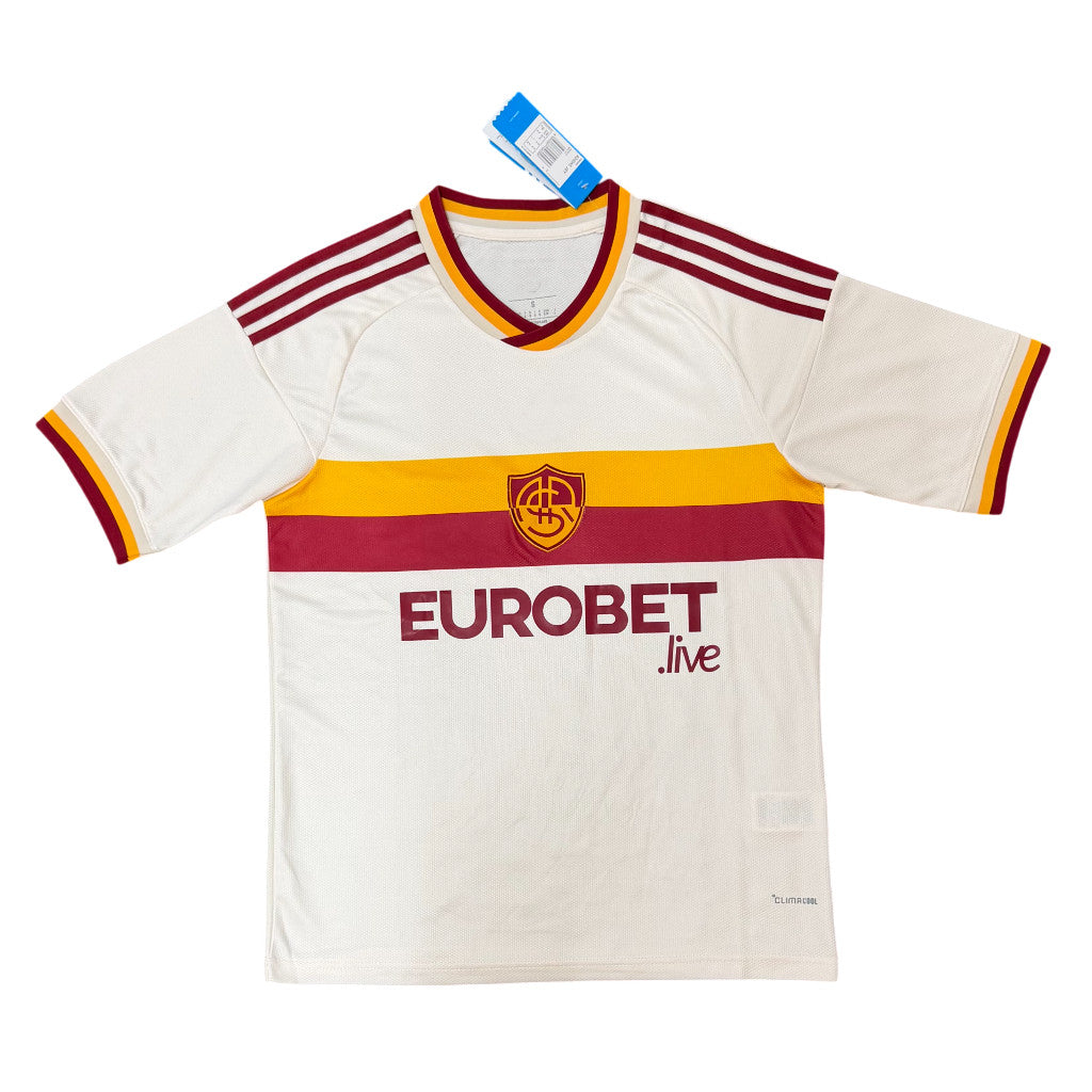 Roma 26/27 White/Gold/Maroon 3 Stripes with Trim Away Jersey