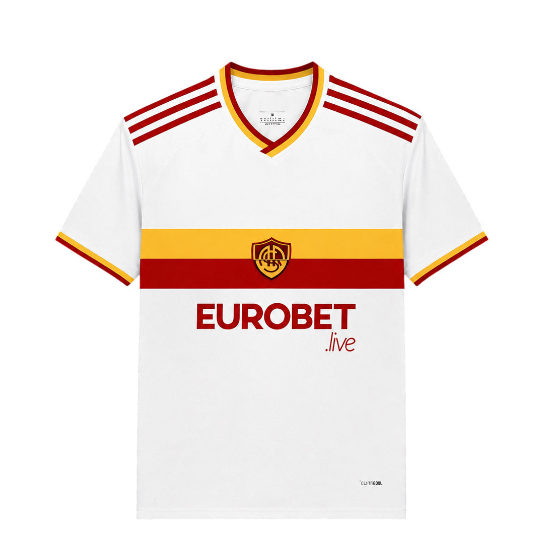 Roma 26/27 White/Gold/Maroon 3 Stripes with Trim Away Jersey