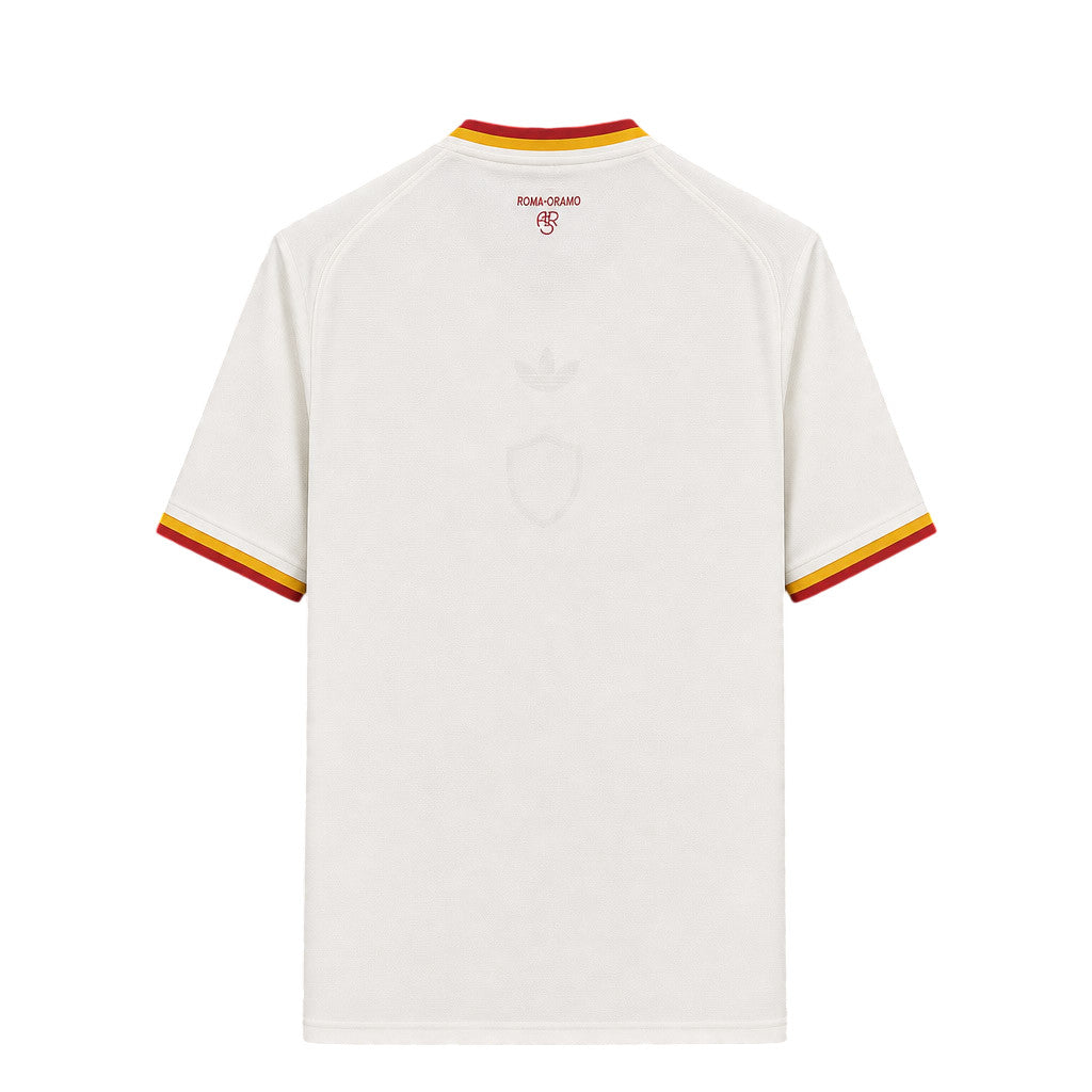 Roma 26/27 White/Gold/Maroon 3 Stripes with Trim Away Jersey
