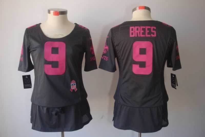 Saints 2021/22 Brees #9 Black/Pink Women NFL Jersey