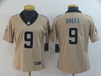 Saints 2021/22 Brees #9 Gold/Black Women NFL Jersey