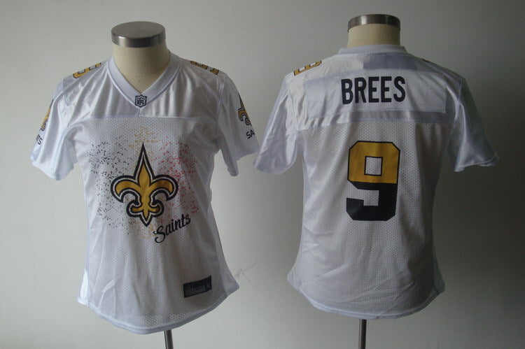 Saints 2021/22 Brees #9 White/Gold/Black Women NFL Jersey