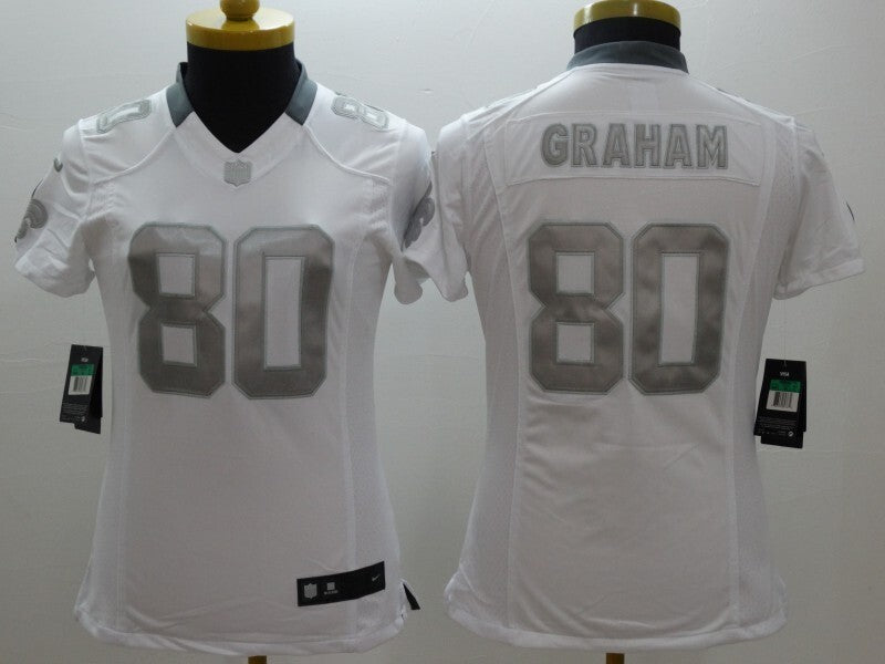 Saints 2021/22 Graham #80 White/Gray Women NFL Jersey