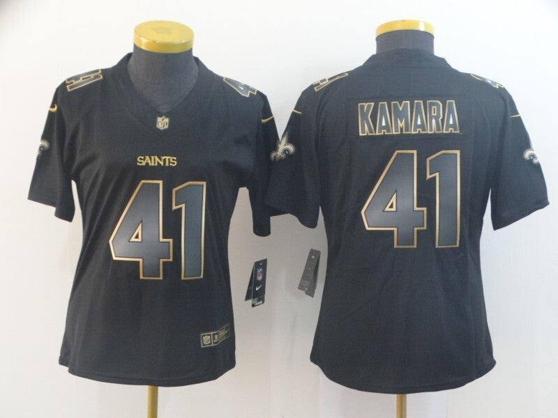 Saints 2021/22 Kamara #41 Black/Gold/Gray Women NFL Jersey