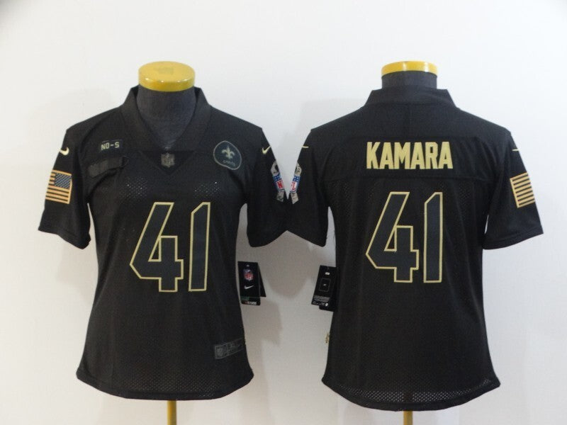 Saints 2021/22 Kamara #41 Black/Gold Women NFL Jersey