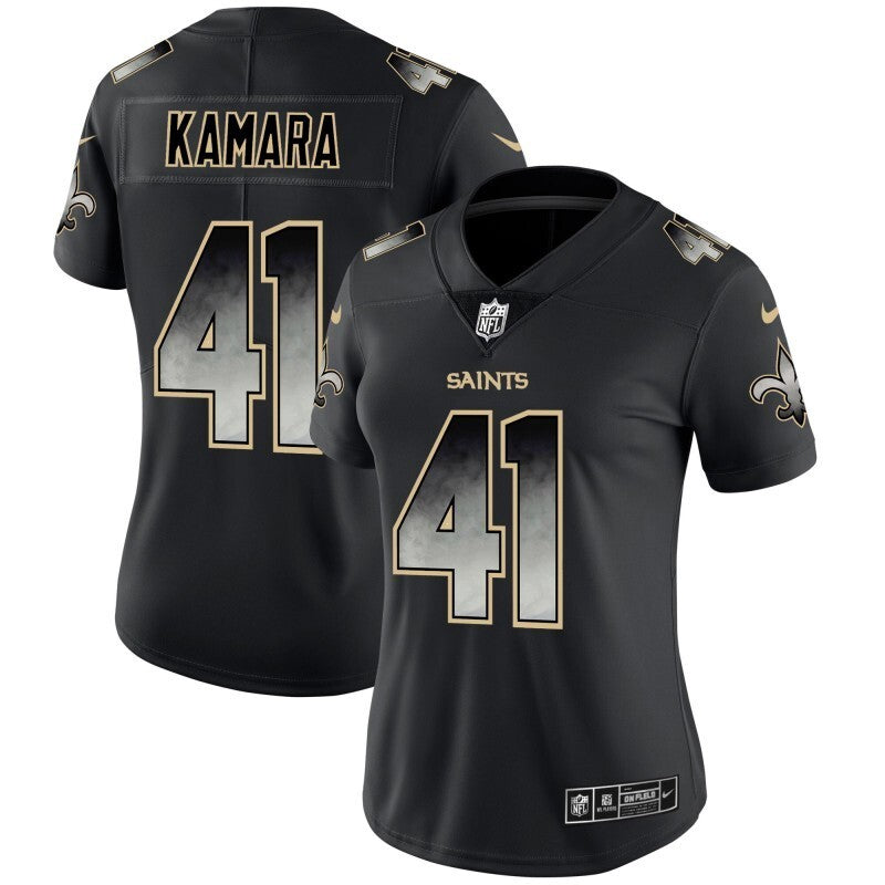 Saints 2021/22 Kamara #41 Black/Gray/Gold Women NFL Jersey