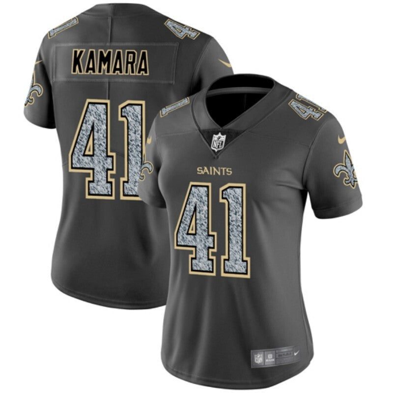 Saints 2021/22 Kamara #41 Gray/Gold Women NFL Jersey