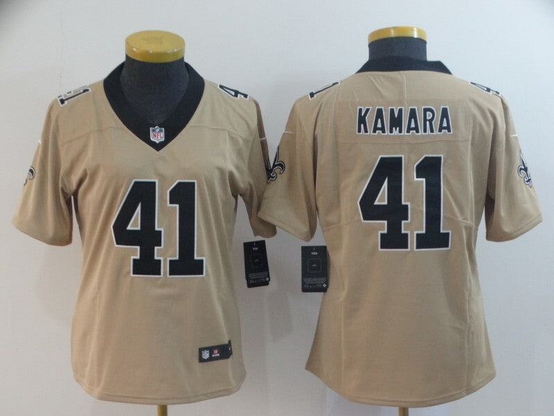 Saints 2021/22 Kamara #41 Khaki/Black Women NFL Jersey