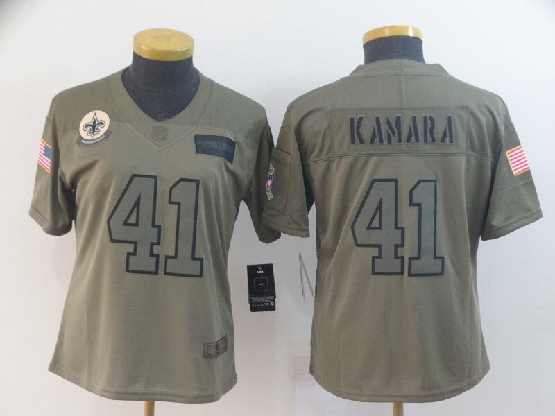 Saints 2021/22 Kamara #41 Olive Women NFL Jersey