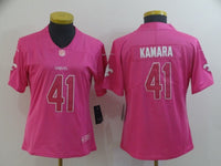 Saints 2021/22 Kamara #41 Pink/White Women NFL Jersey