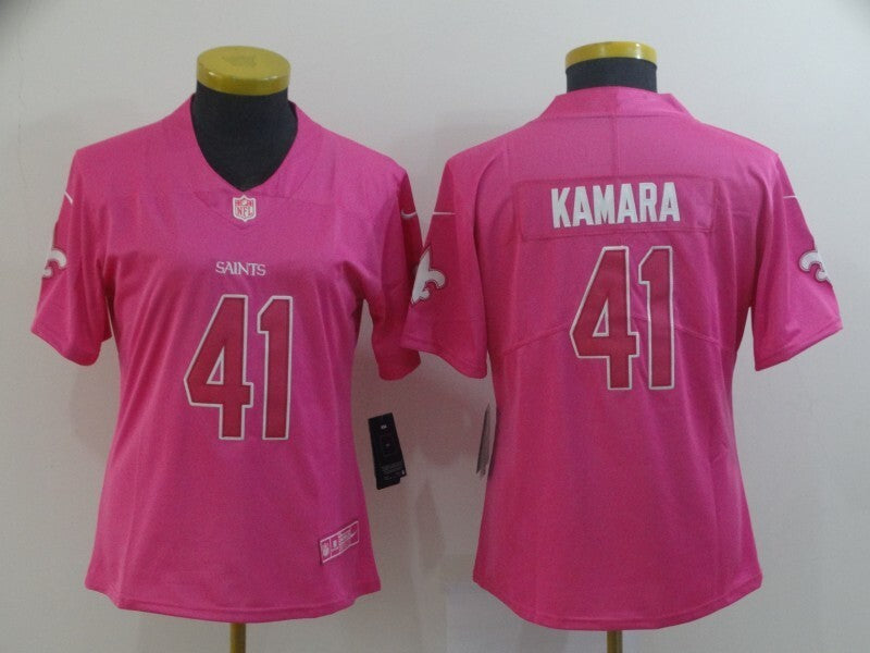 Saints 2021/22 Kamara #41 Pink/White Women NFL Jersey