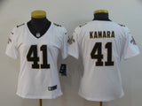 Saints 2021/22 Kamara #41 White/Black/Gold Women NFL Jersey