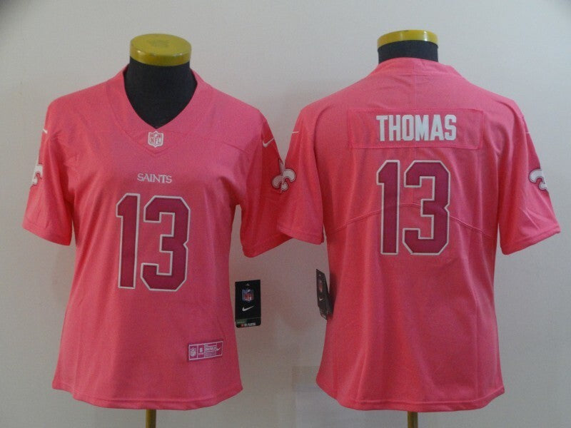 Saints 2021/22 Thomas #13 Pink/White Women NFL Jersey