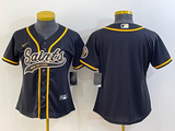 Saints 2022/23 Black/Gold Women NFL Baseball Style Jersey