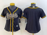 Saints 2022/23 Black/Gold Women NFL Baseball Style Jersey