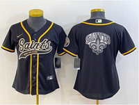 Saints 2022/23 Black/Gold Women NFL Baseball Style Jersey