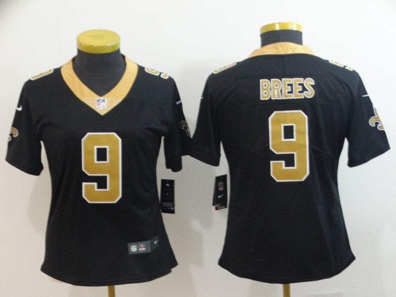 Saints 2022/23 Brees #9 Black/Gold Women NFL Jersey