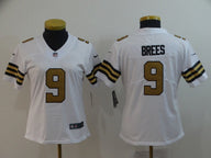 Saints 2022/23 Brees #9 White/Gold/Black Women NFL Jersey