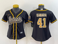 Saints 2022/23 Kamara #41 Black/Gold Women NFL Baseball Style Jersey