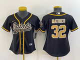 Saints 2022/23 Mathieu #32 Black/Gold Women NFL Baseball Style Jersey