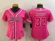 Saints 2022/23 Mathieu #32 Pink/White Women NFL Baseball Style Jersey