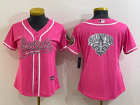 Saints 2022/23 Pink/White Women NFL Baseball Style Jersey