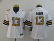 Saints 2022/23 Thomas #13 White/Gold/Black Women NFL Jersey