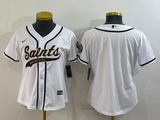 Saints 2022/23 White/Black Women NFL Baseball Style Jersey