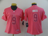 Saints 2023/24 Brees #9 Pink/White Women NFL Jersey