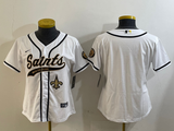 Saints 2023/24 White/Black Women NFL Baseball Style Jersey