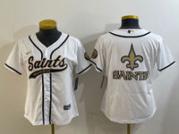 Saints 2023/24 White/Black Women NFL Baseball Style Jersey