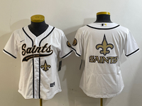 Saints 2023/24 White/Black Women NFL Baseball Style Jersey
