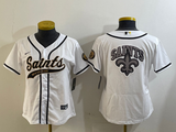 Saints 2023/24 White/Black Women NFL Baseball Style Jersey