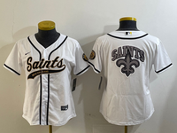 Saints 2023/24 White/Black Women NFL Baseball Style Jersey