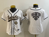 Saints 2023/24 White/Black Women NFL Baseball Style Jersey