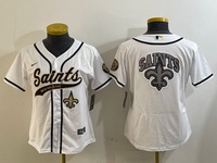 Saints 2023/24 White/Black Women NFL Baseball Style Jersey