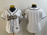 Saints 2023/24 White/Black Women NFL Baseball Style Jersey