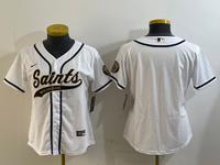 Saints 2023/24 White/Black Women NFL Baseball Style Jersey