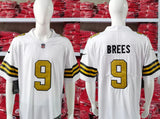 Saints 25/26 Berrs #9 White/Gold Game NFL Jersey
