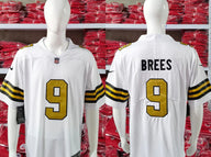 Saints 25/26 Berrs #9 White/Gold Game NFL Jersey
