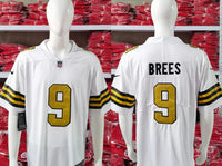 Saints 25/26 Berrs #9 White/Gold Game NFL Jersey