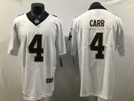 Saints 25/26 Carr #4 White/Black Game NFL Jersey